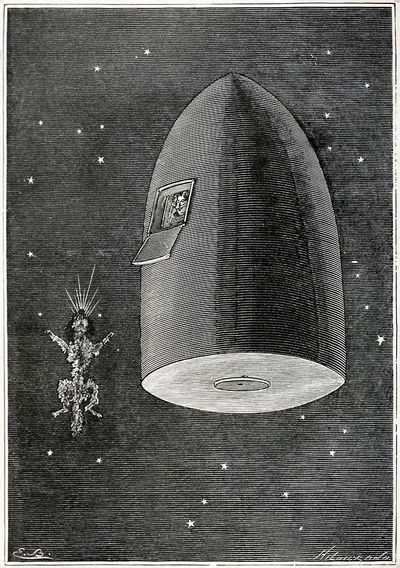 Vintage Space Rocket Illustration Poster.
