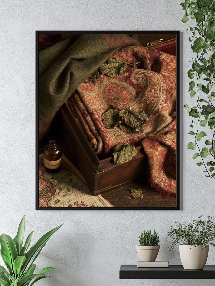 Vintage Still Life with Map Poster. — room view 4