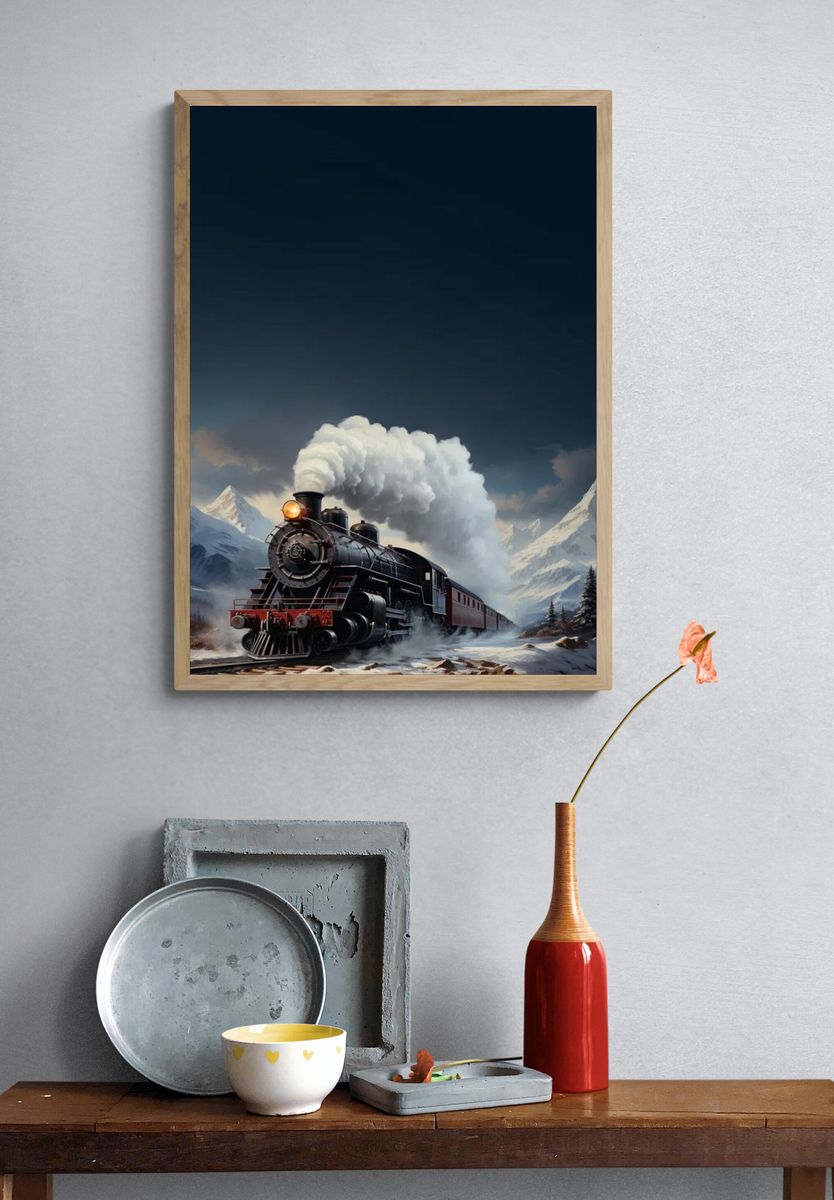 Vintage Steam Train — Art Print. — room view 3