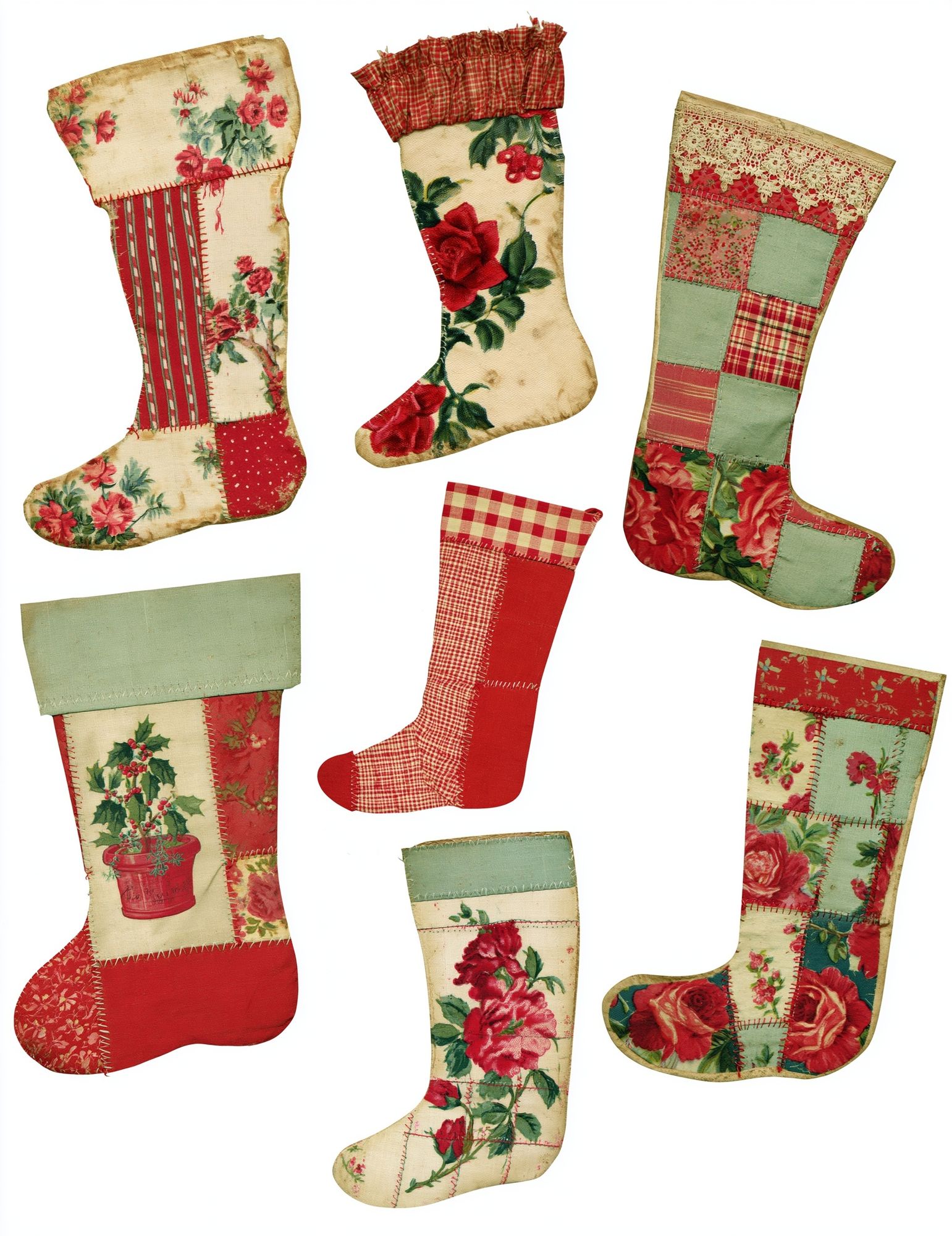 Vintage Patchwork Stockings Poster. poster detail