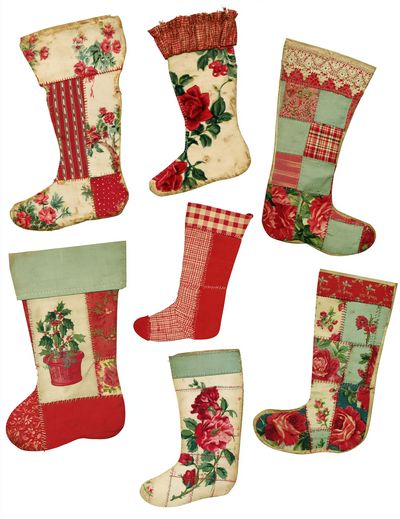 Vintage Patchwork Stockings Poster.