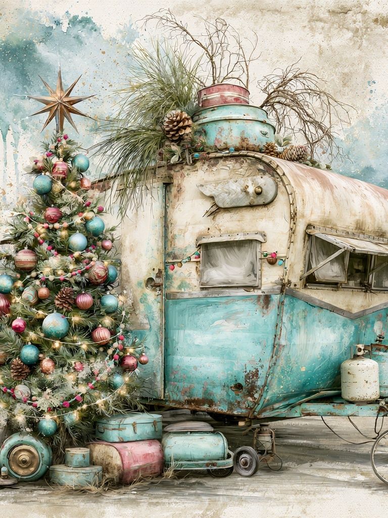 Vintage Christmas Camper Poster. poster detail