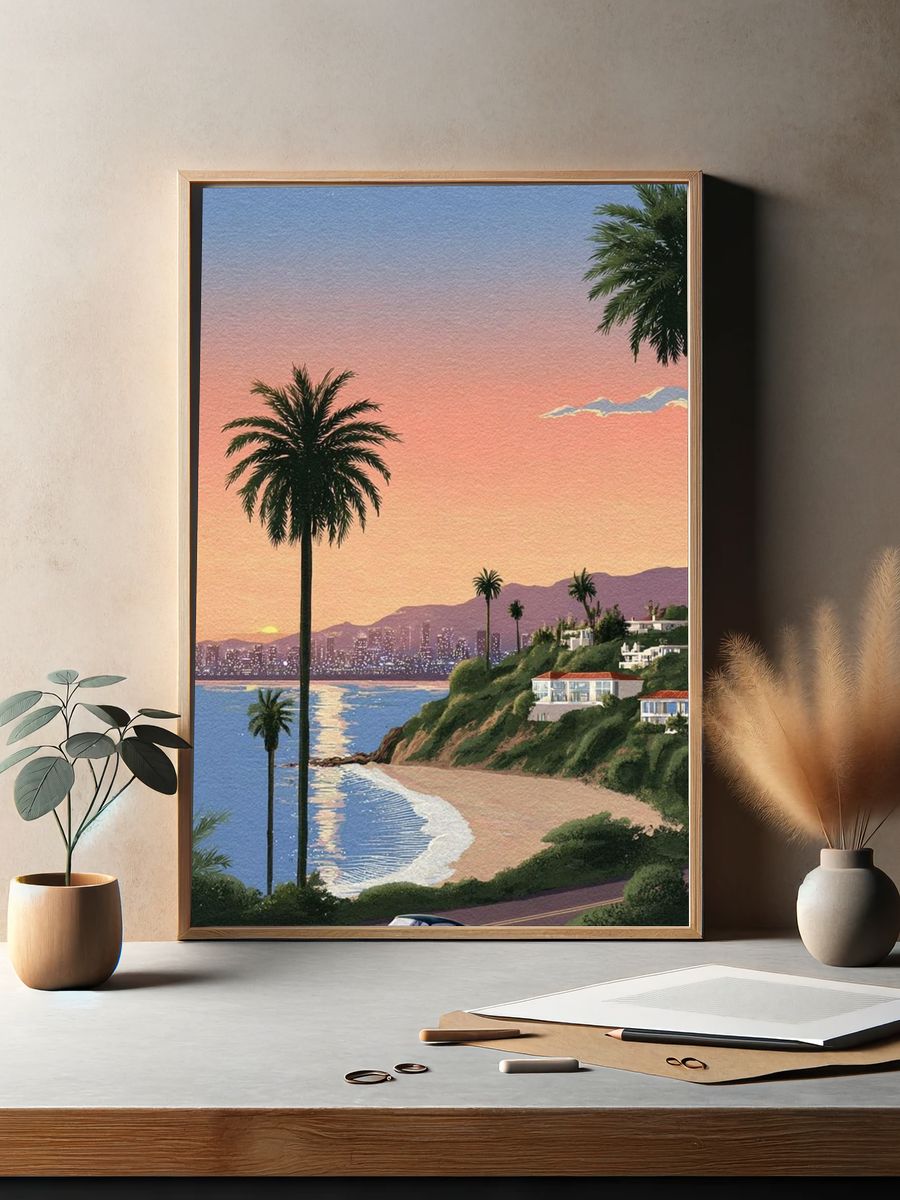 Coastal Sunset Drive — Vintage Print. — room view 2