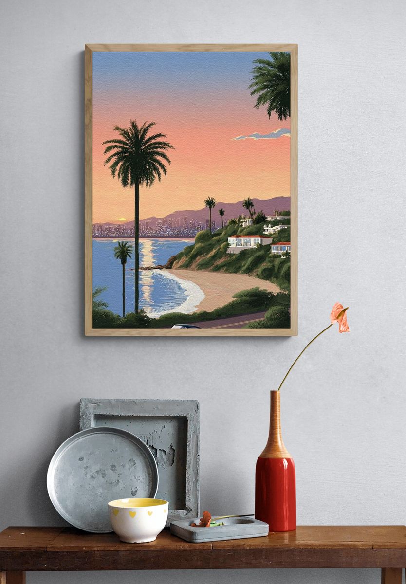 Coastal Sunset Drive — Vintage Print. — room view 3