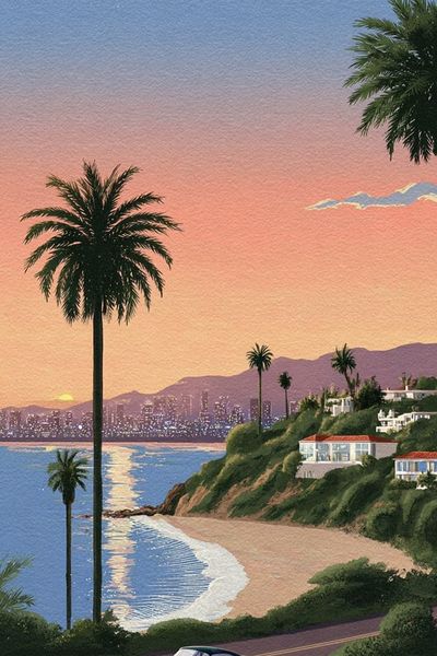 Coastal Sunset Drive — Vintage Print
