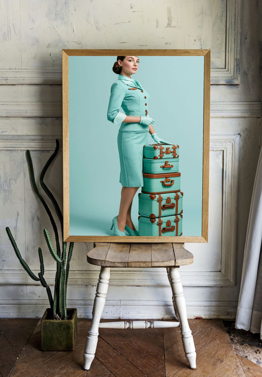 Vintage Travel Attendant Fashion Poster. room preview