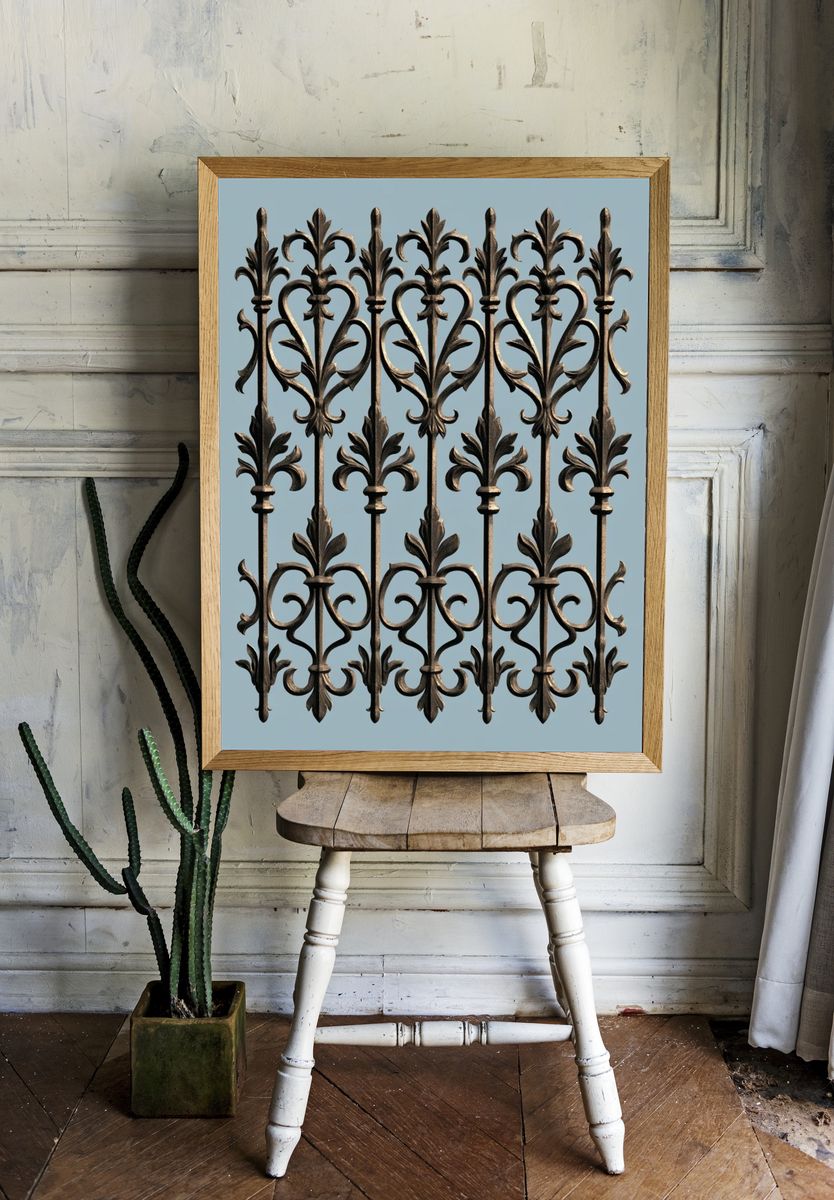 Ornate Ironwork — Vintage Print. room preview