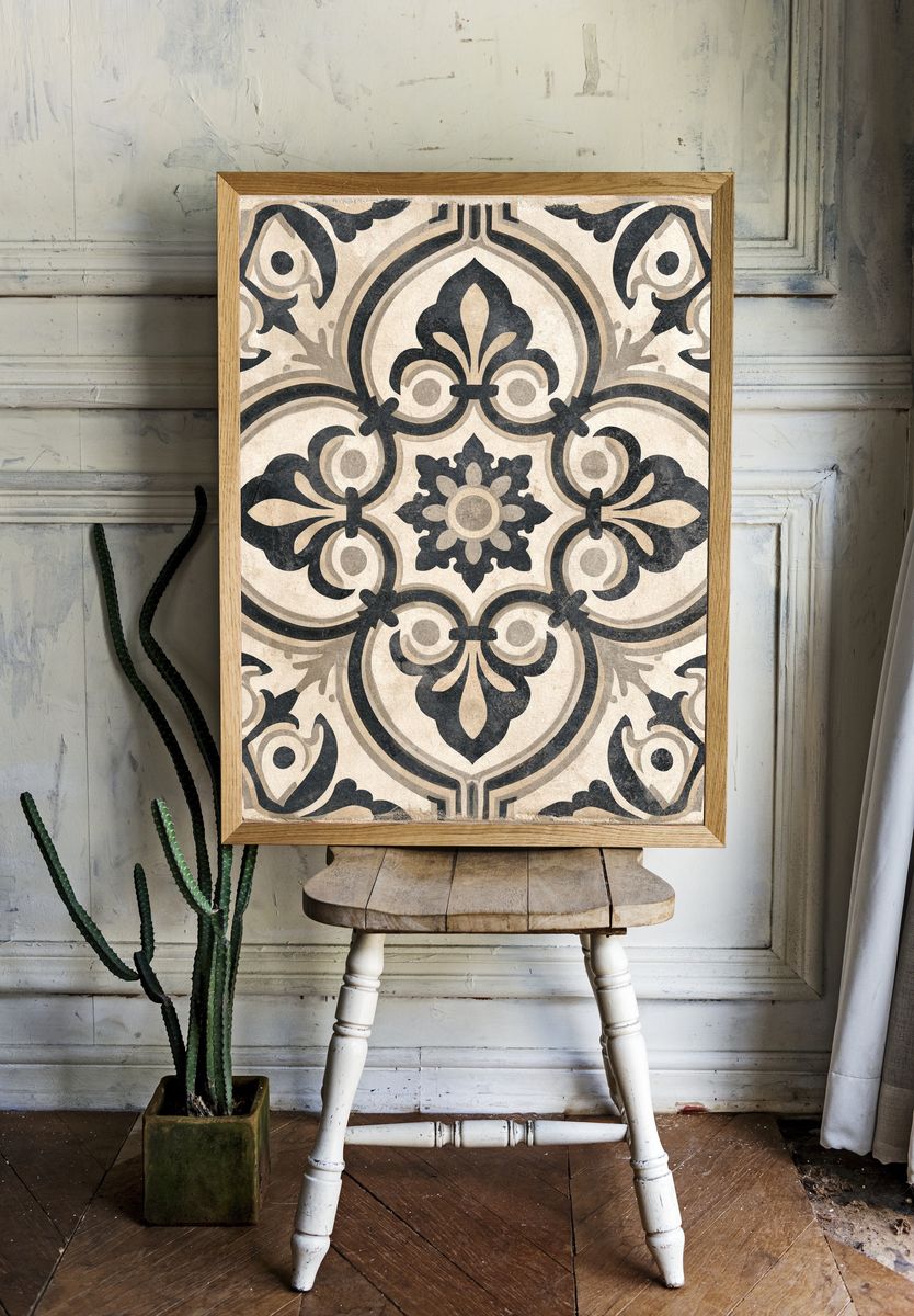 Ornate Tile Pattern Print. — room view 1
