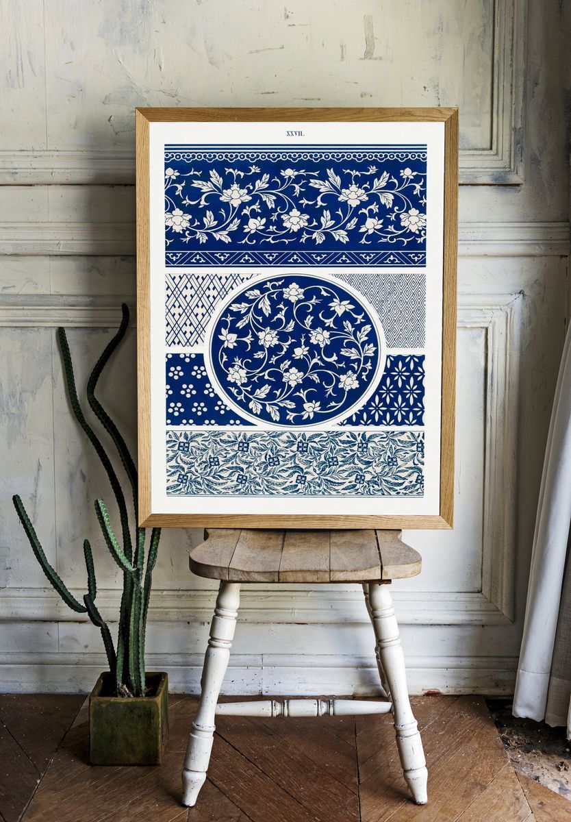 Blue flower pattern, Examples Chinese. room preview