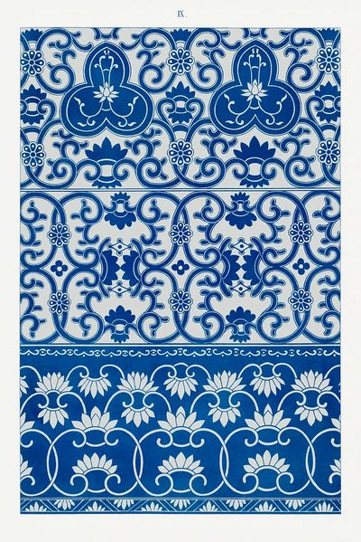 Blue Tile Pattern Vintage Print