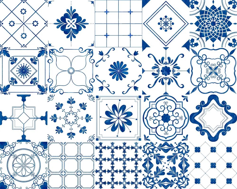 Illustration of tiles textured pattern. poster — vintage art