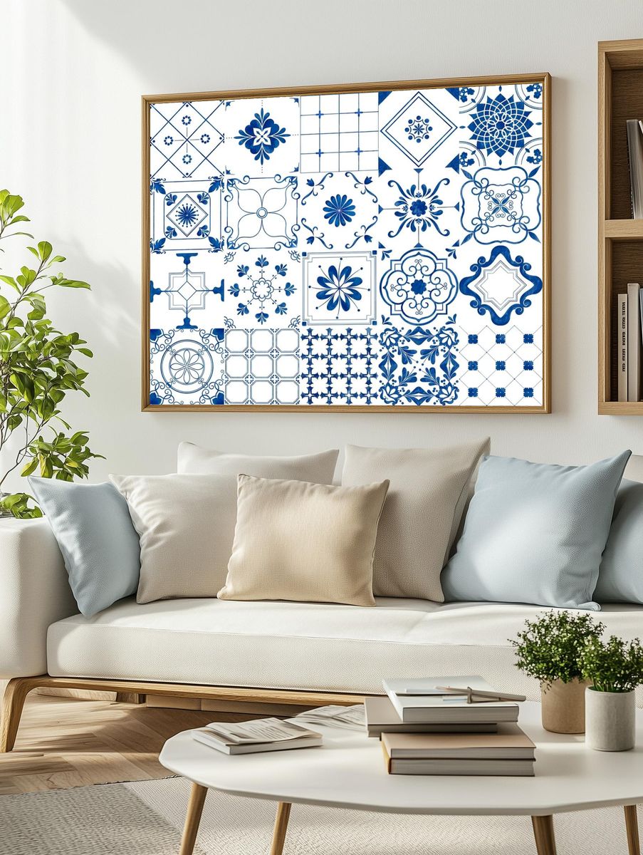 Illustration of tiles textured pattern. — room view 2