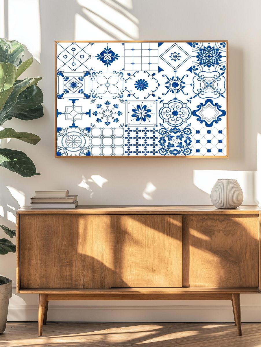 Illustration of tiles textured pattern. — room view 3