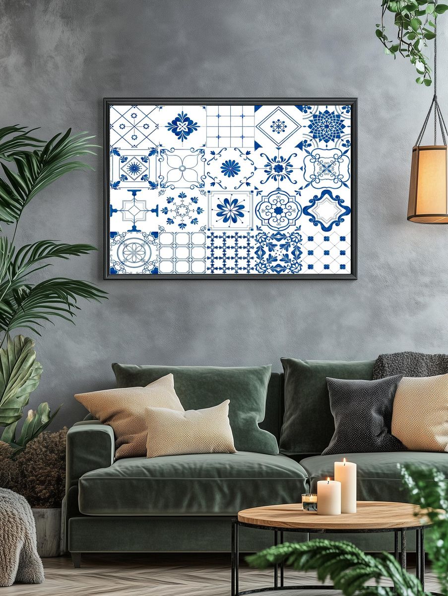 Illustration of tiles textured pattern. — room view 4