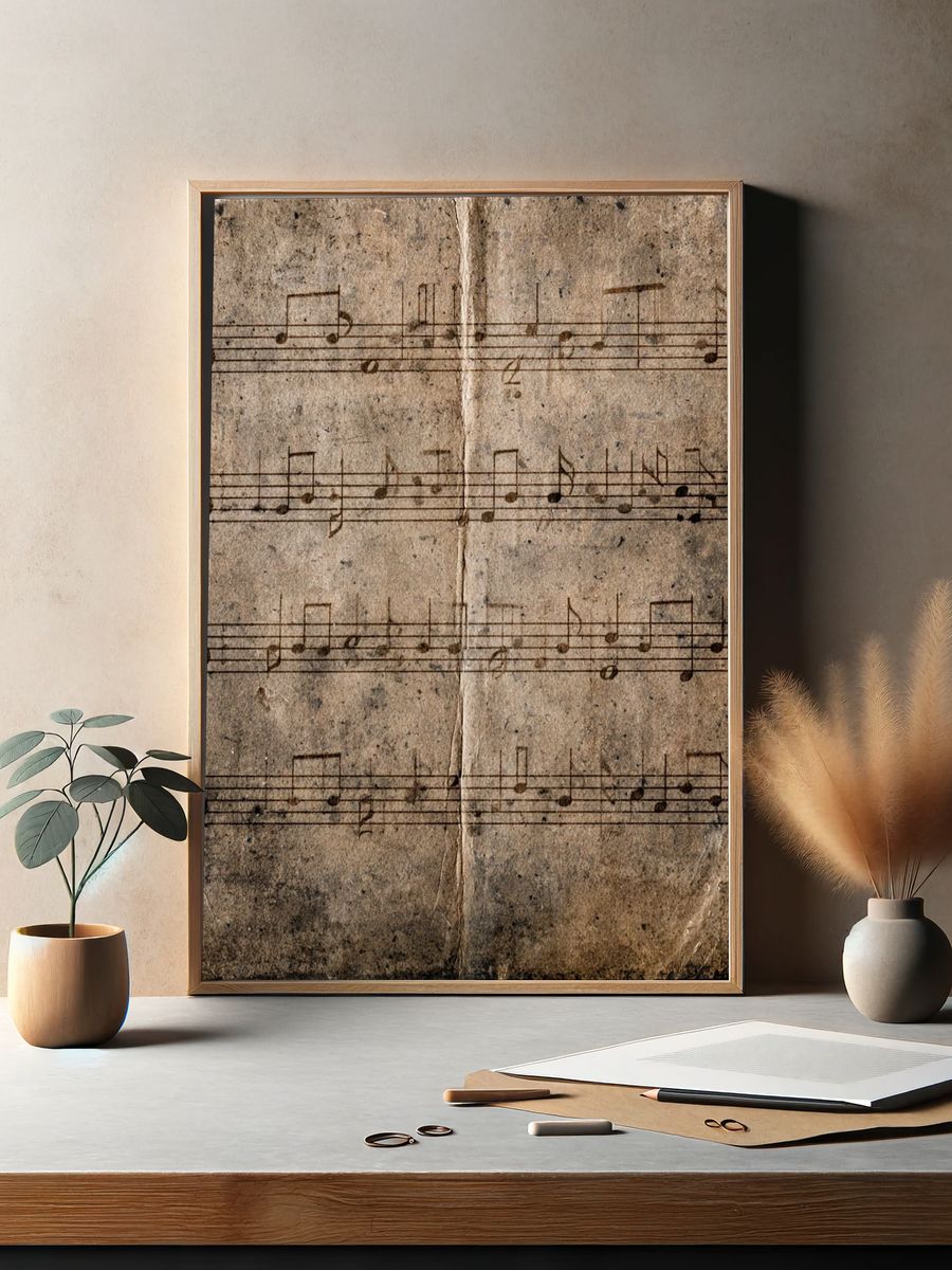 Vintage Sheet Music Texture Poster. — room view 2