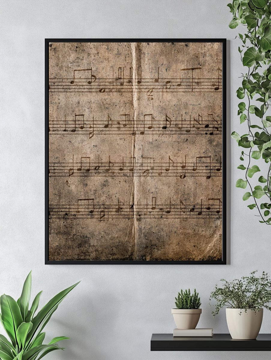 Vintage Sheet Music Texture Poster. — room view 4