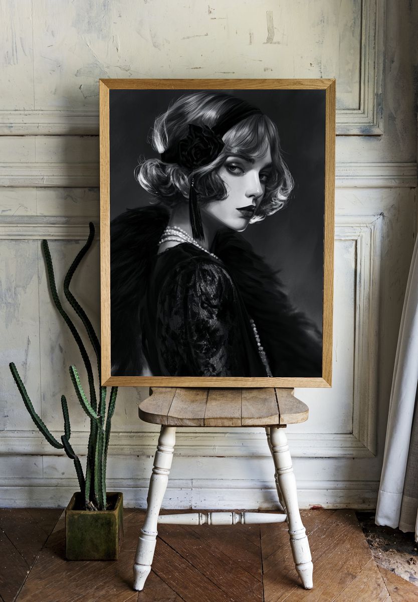 Art Deco Portrait Print. room preview