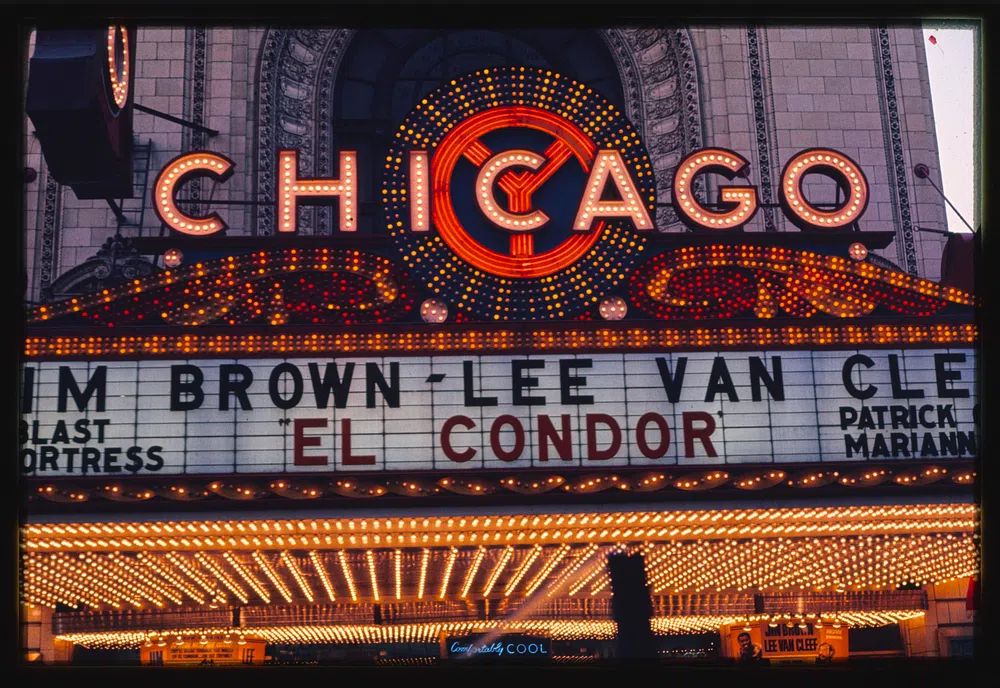 Chicago Theater Marquee — Vintage Print. poster detail