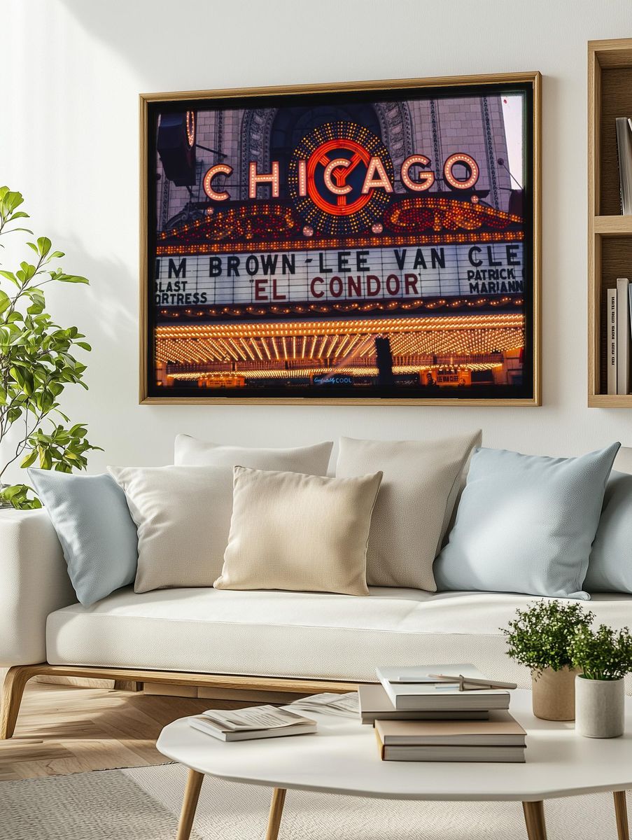 Chicago Theater Marquee — Vintage Print. — room view 2