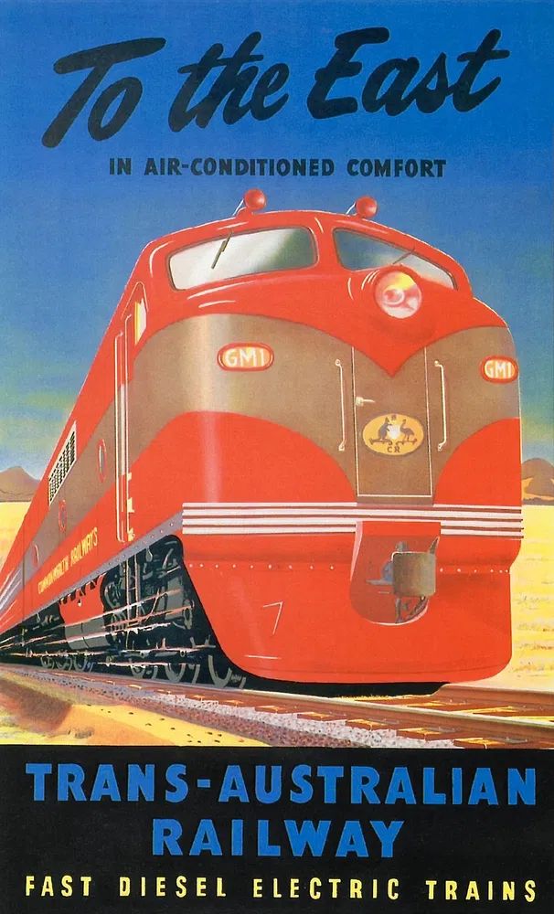 Trans-Australian Railway Vintage Poster. poster — vintage art