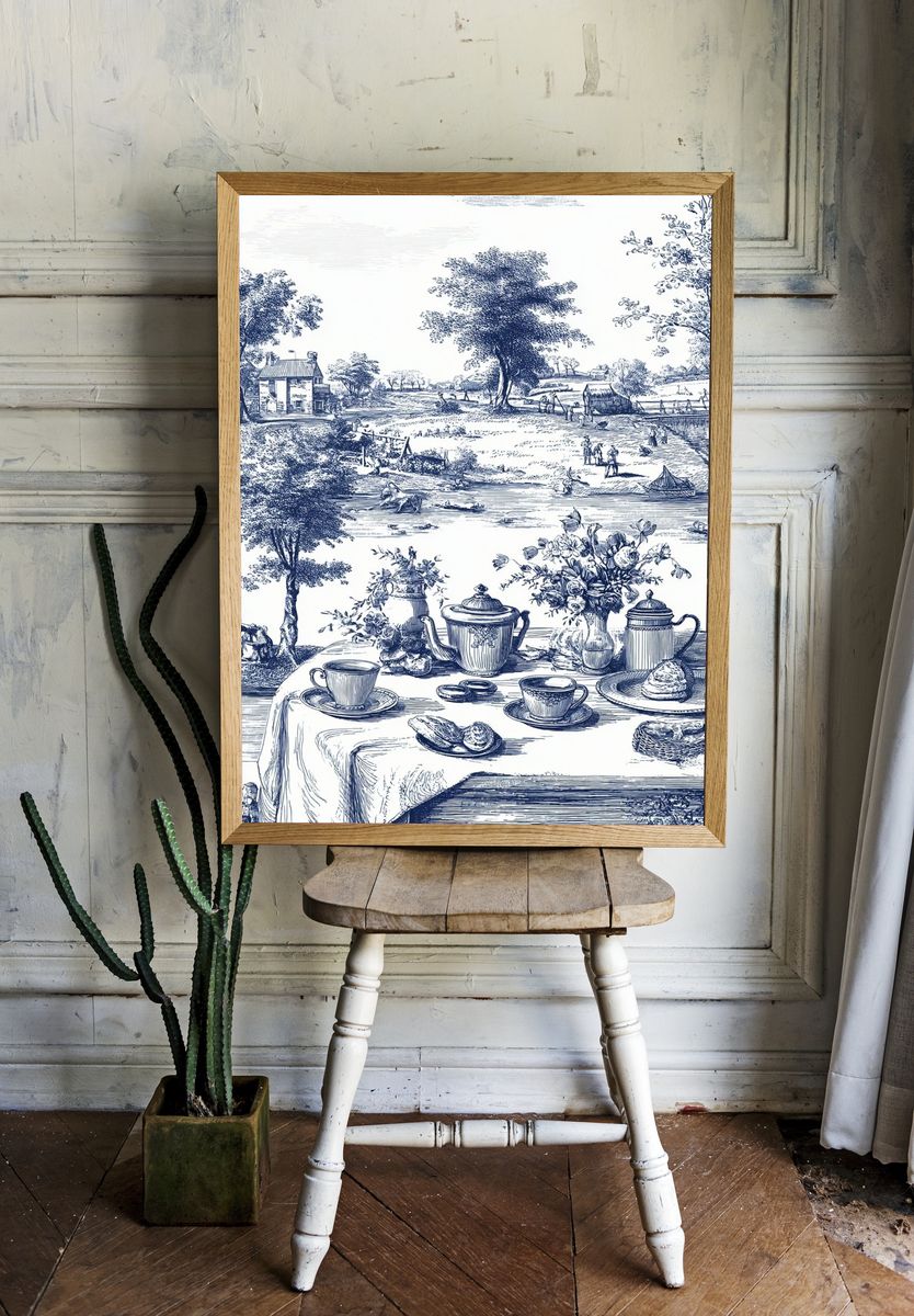Tea Time in the Countryside — Vintage Print room preview