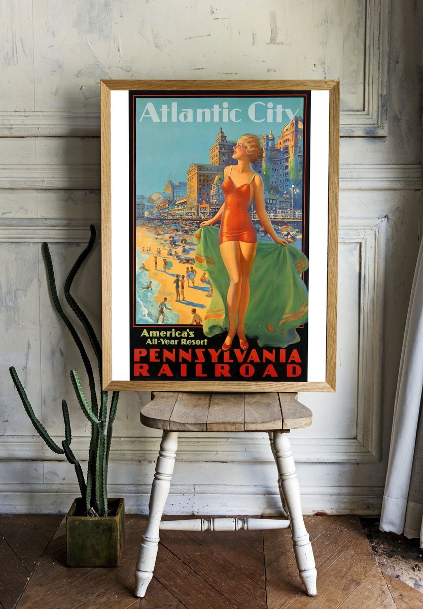 Atlantic City Vintage Travel Poster. room preview