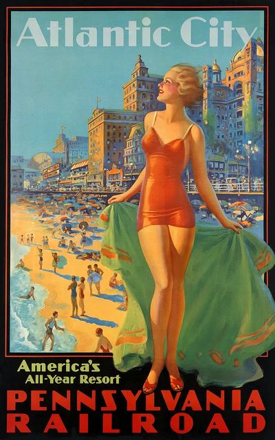 Atlantic City Vintage Travel Poster. poster