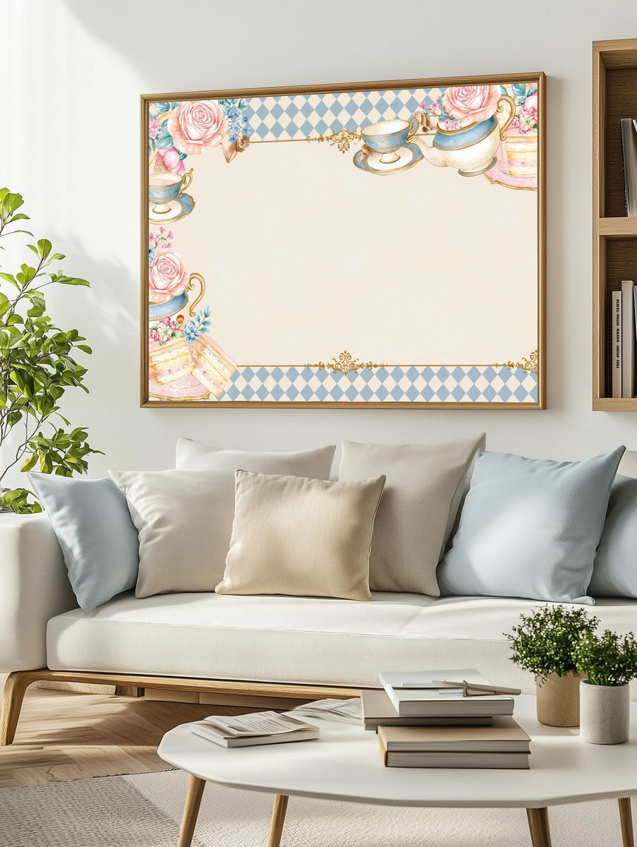 Vintage Tea Party Floral Print. — room view 2