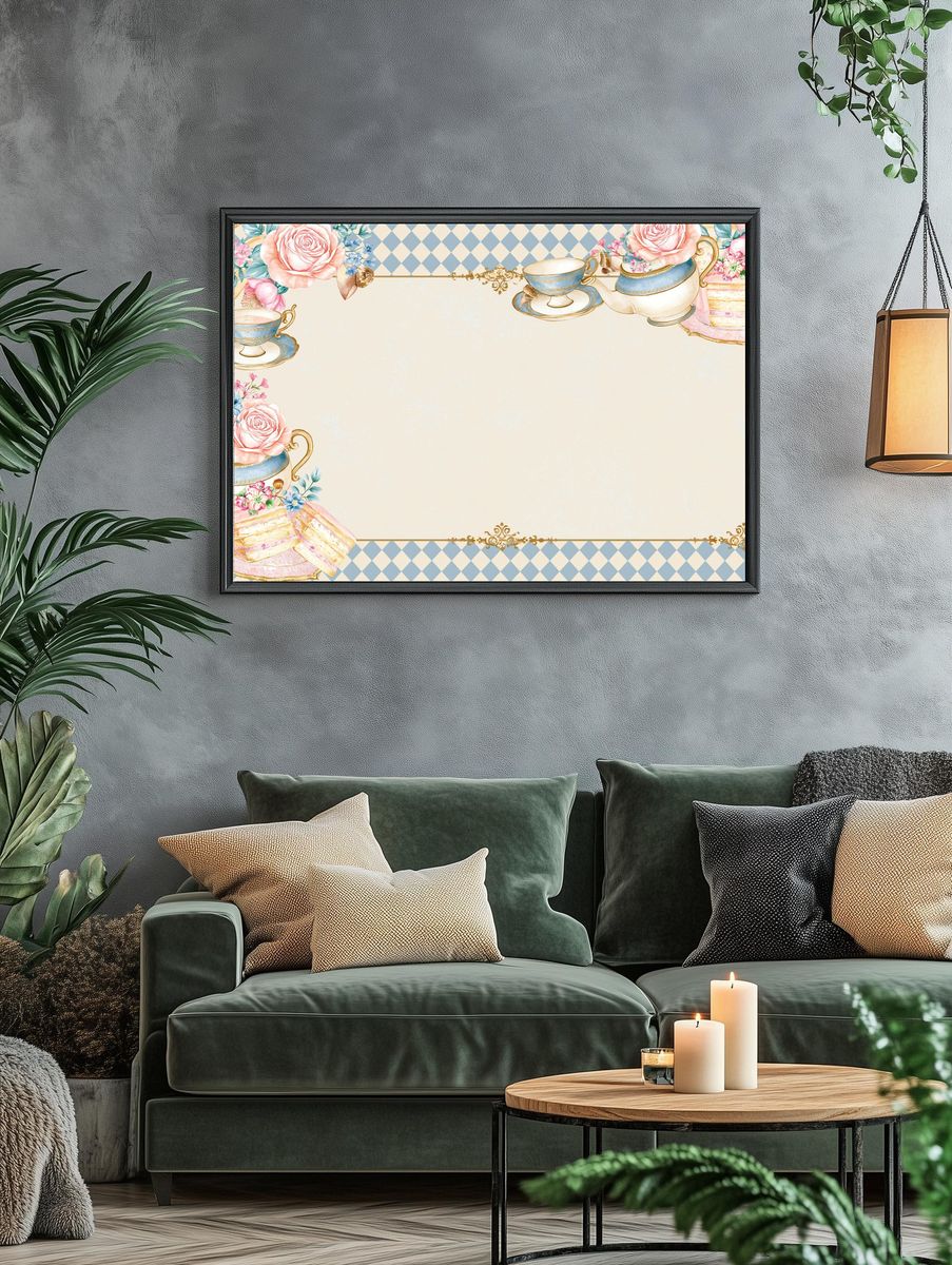 Vintage Tea Party Floral Print. — room view 4
