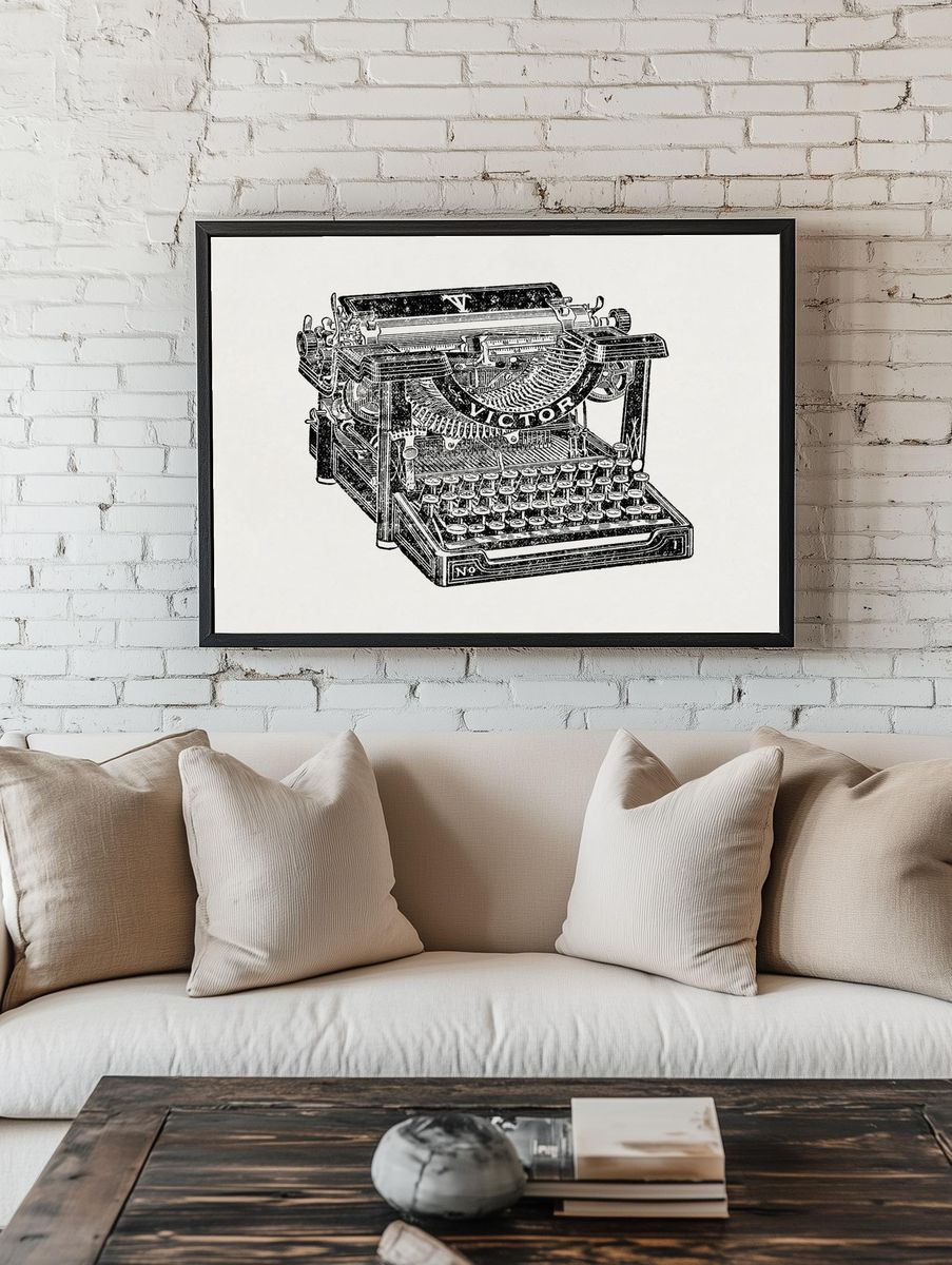 Vintage Typewriter — Illustration Print room preview