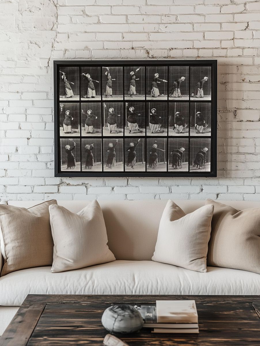 Vintage Tennis Player Motion Study Poster. — room view 1