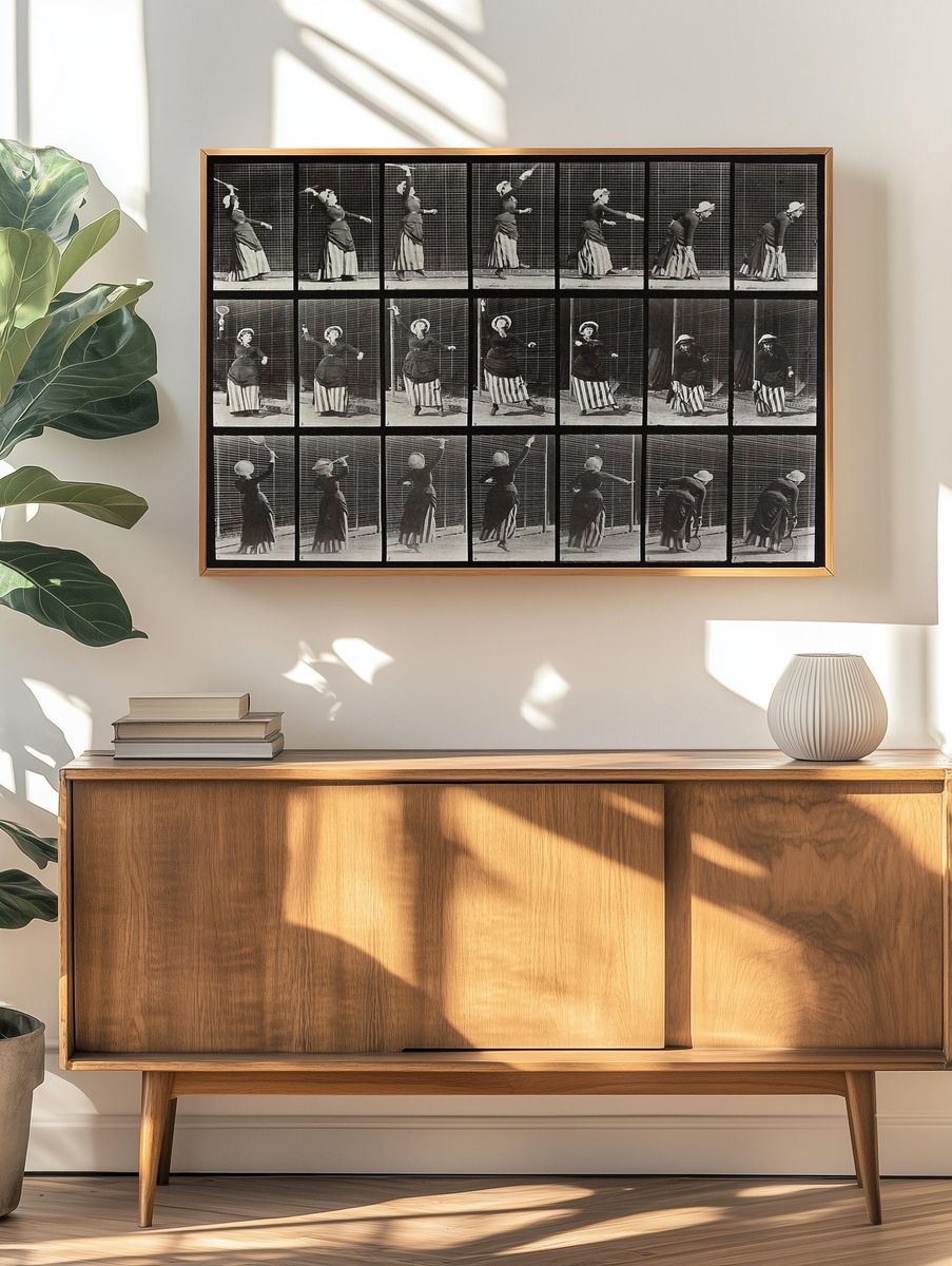 Vintage Tennis Player Motion Study Poster. — room view 3