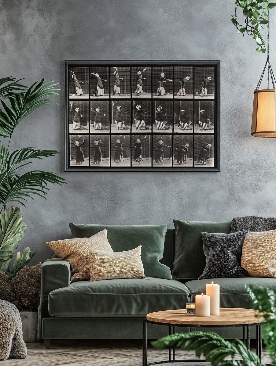 Vintage Tennis Player Motion Study Poster. — room view 4