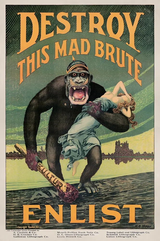 Aesthetic lithograph gorilla. poster — vintage art