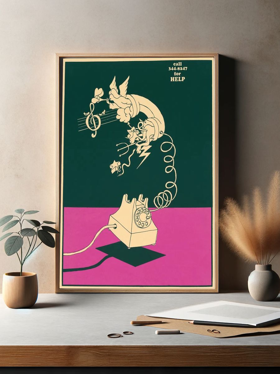 Vintage Telephone Art Print. — room view 2