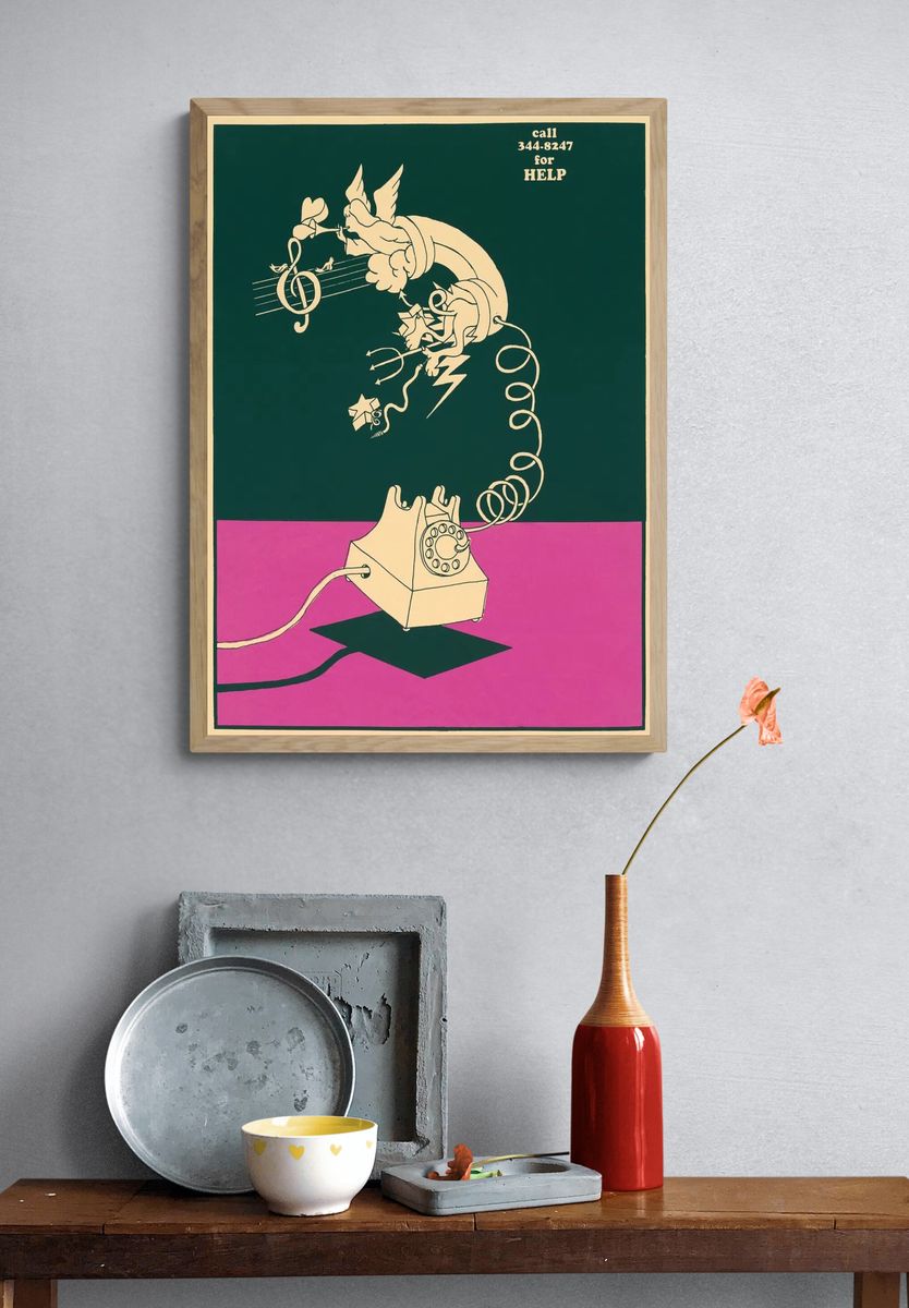 Vintage Telephone Art Print. — room view 3
