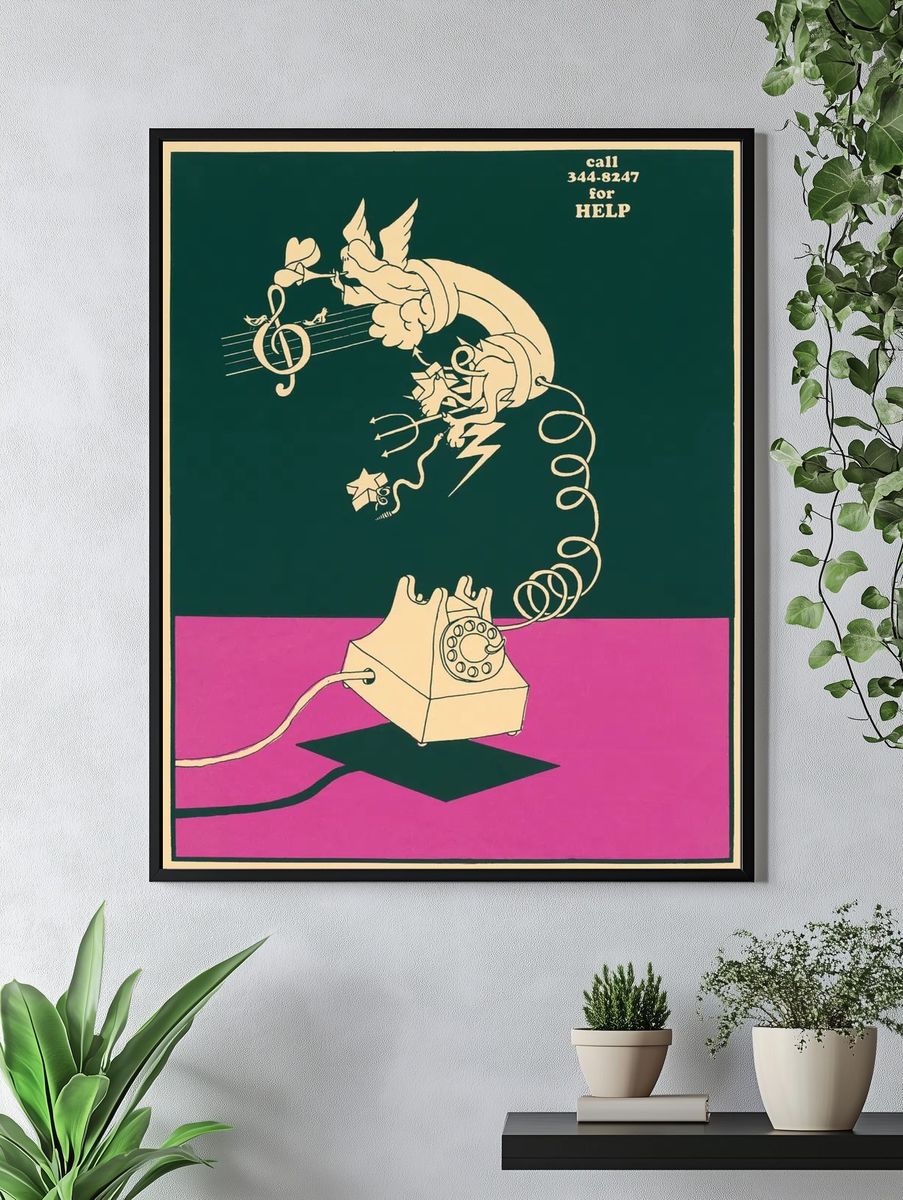 Vintage Telephone Art Print. — room view 4