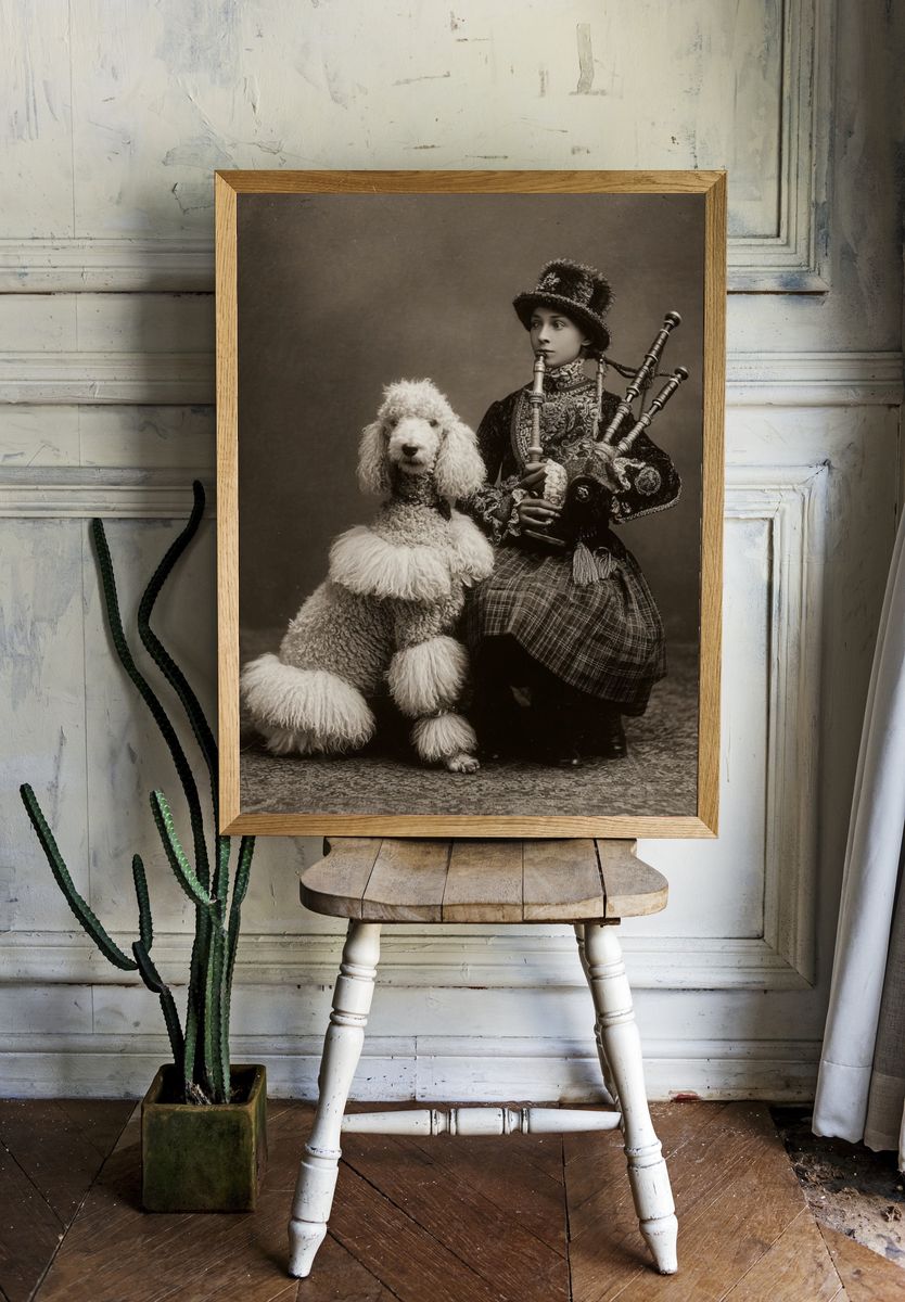 Victorian Poodle Portrait Print. — room view 1
