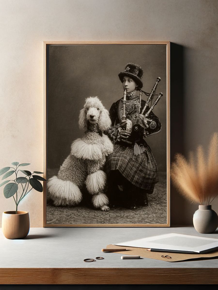 Victorian Poodle Portrait Print. — room view 2