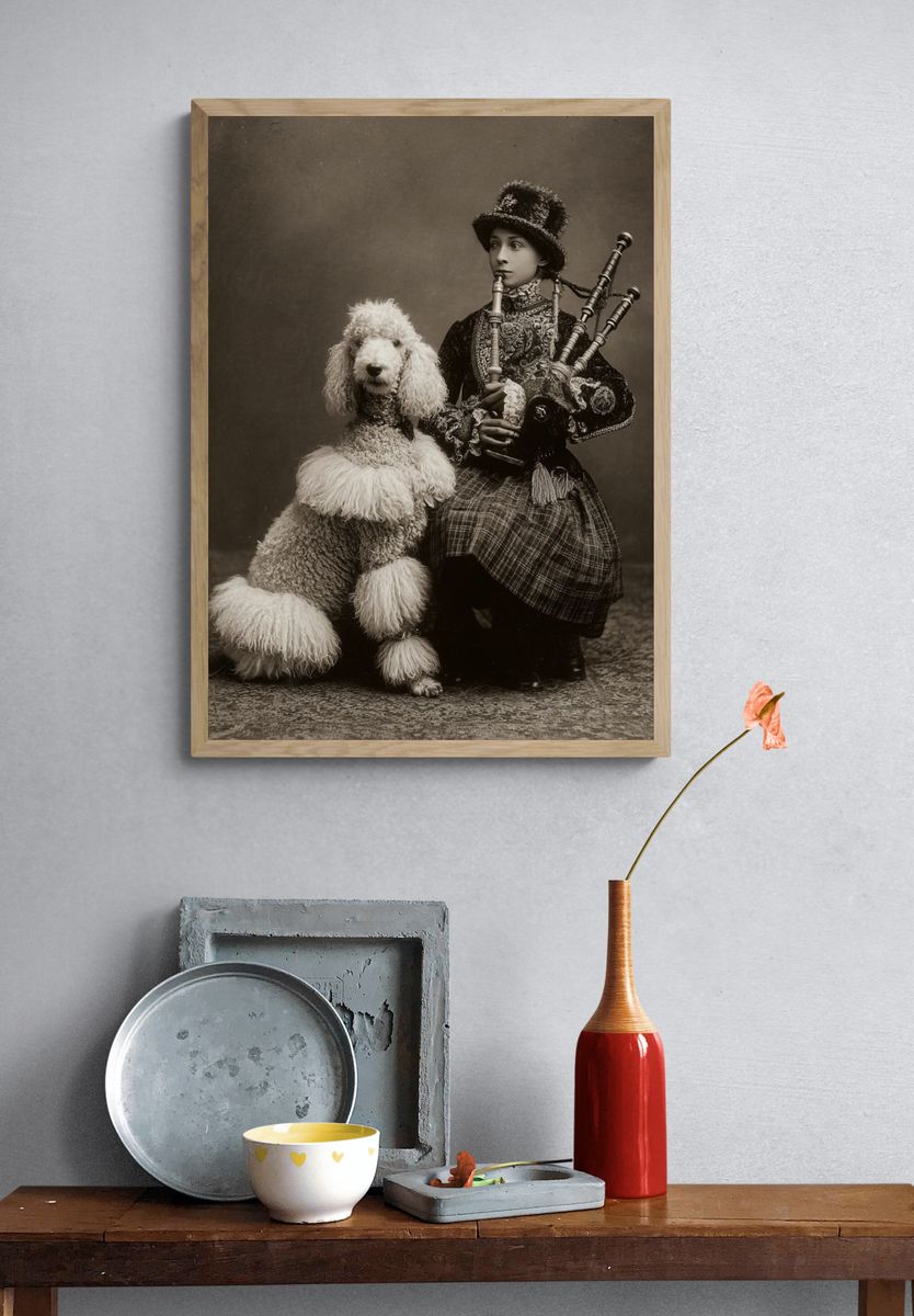 Victorian Poodle Portrait Print. — room view 3