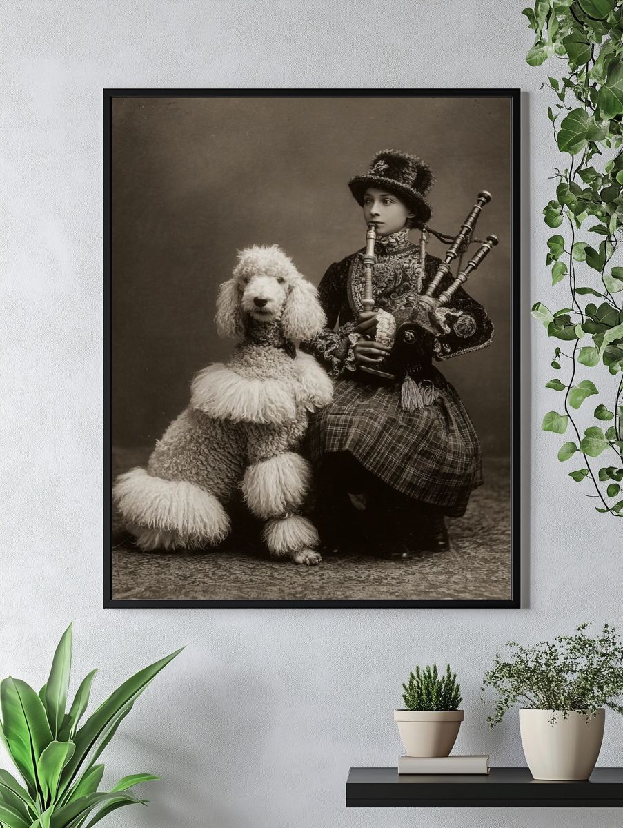 Victorian Poodle Portrait Print. — room view 4