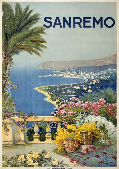 Sanremo Vintage Travel Poster. poster