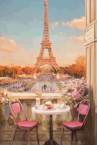 Eiffel Tower Café — Vintage Print