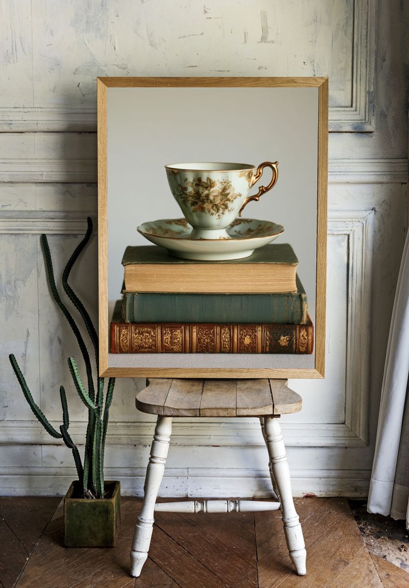 Vintage Teacup Still Life Print. room preview