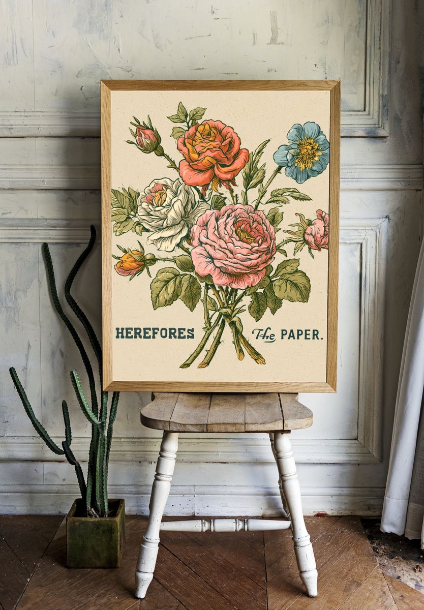Vintage Floral Typography Poster. room preview