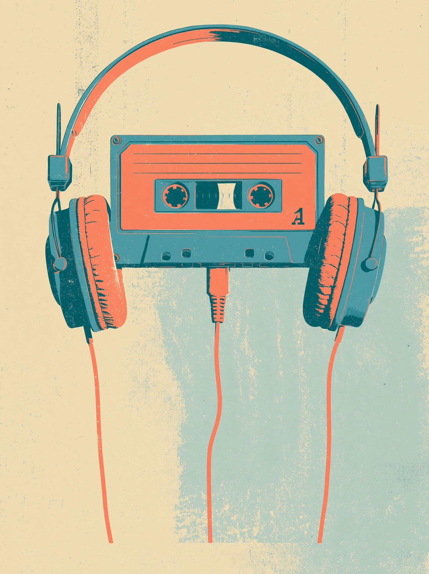 Retro Cassette Headphones Poster. poster — vintage art