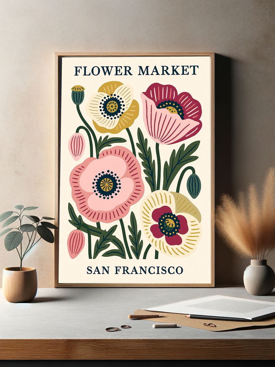 San Francisco Flower Market Print. — room view 2
