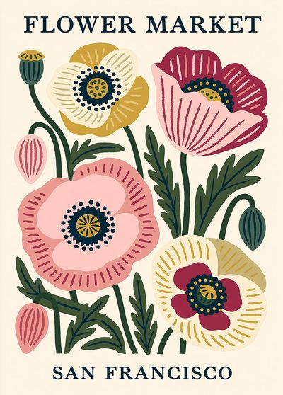 San Francisco Flower Market Print. poster