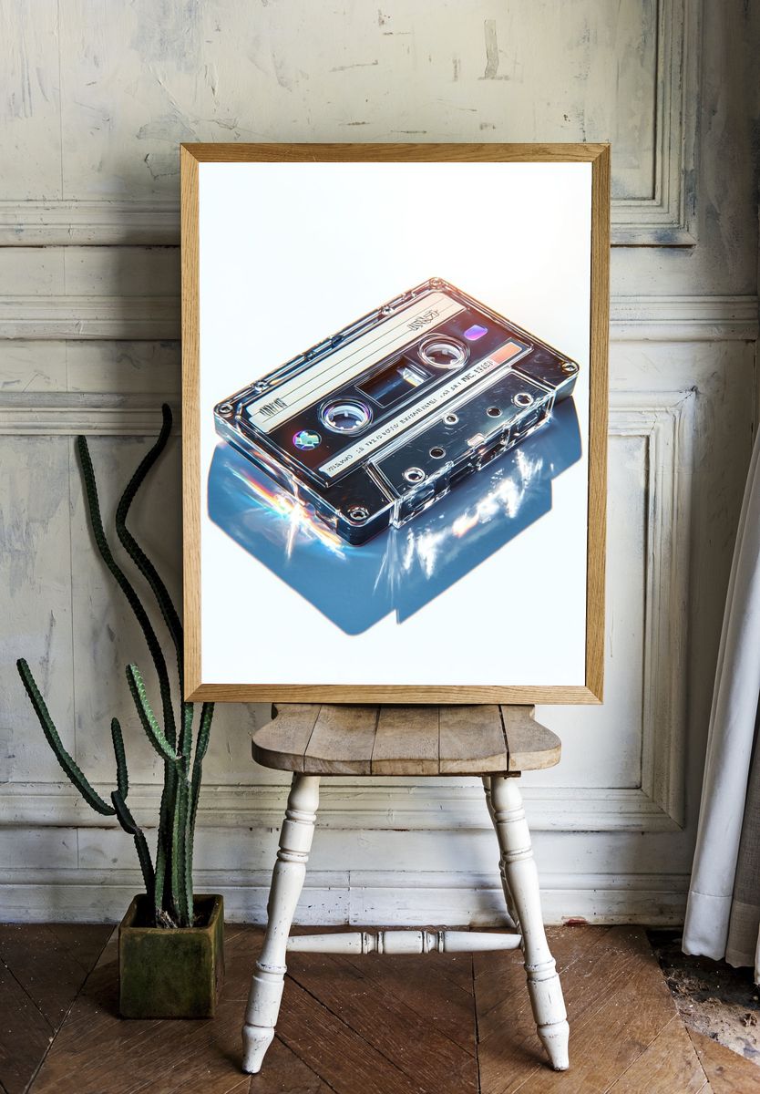 Cassette Tape Retro Poster. room preview