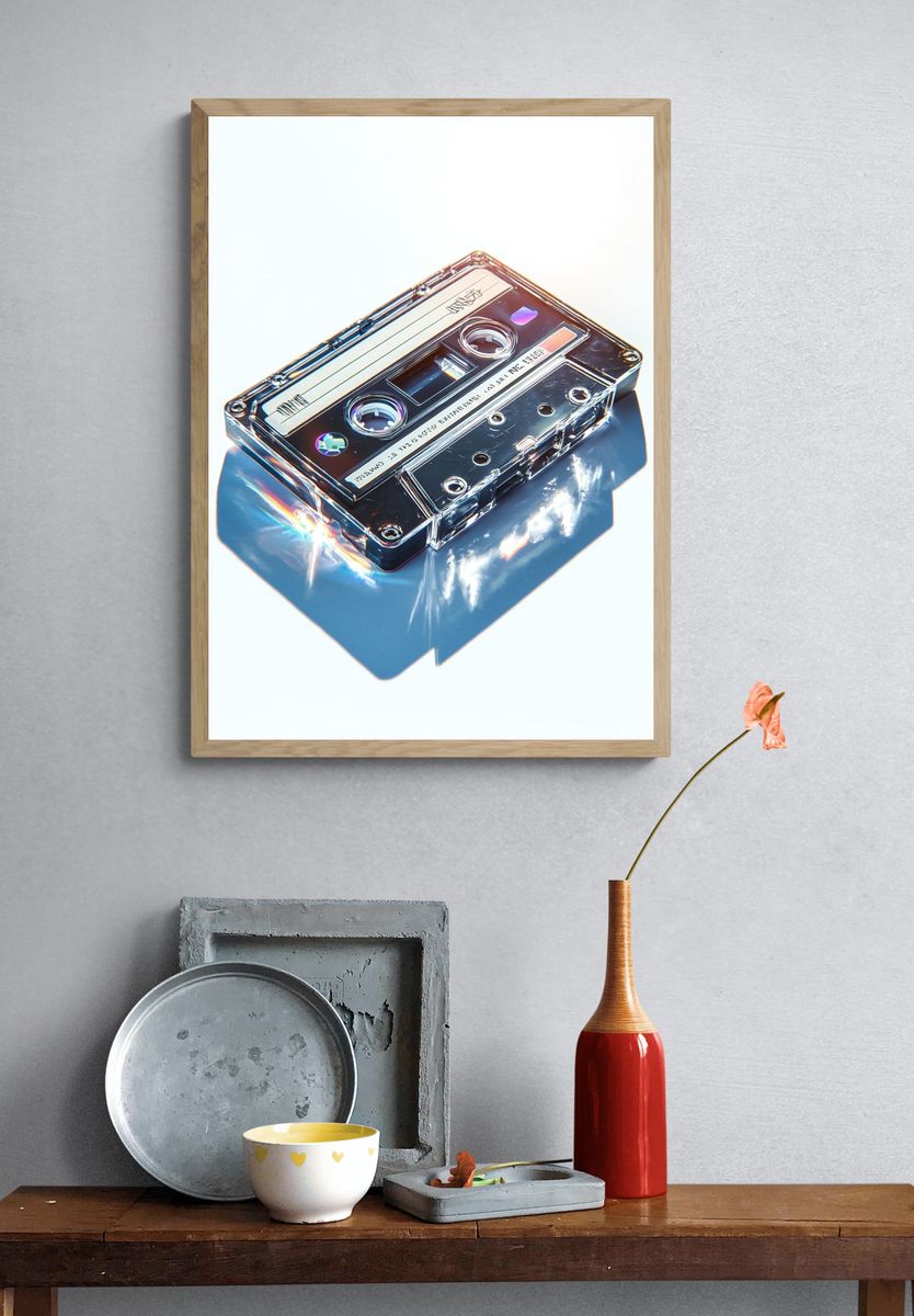 Cassette Tape Retro Poster. — room view 3